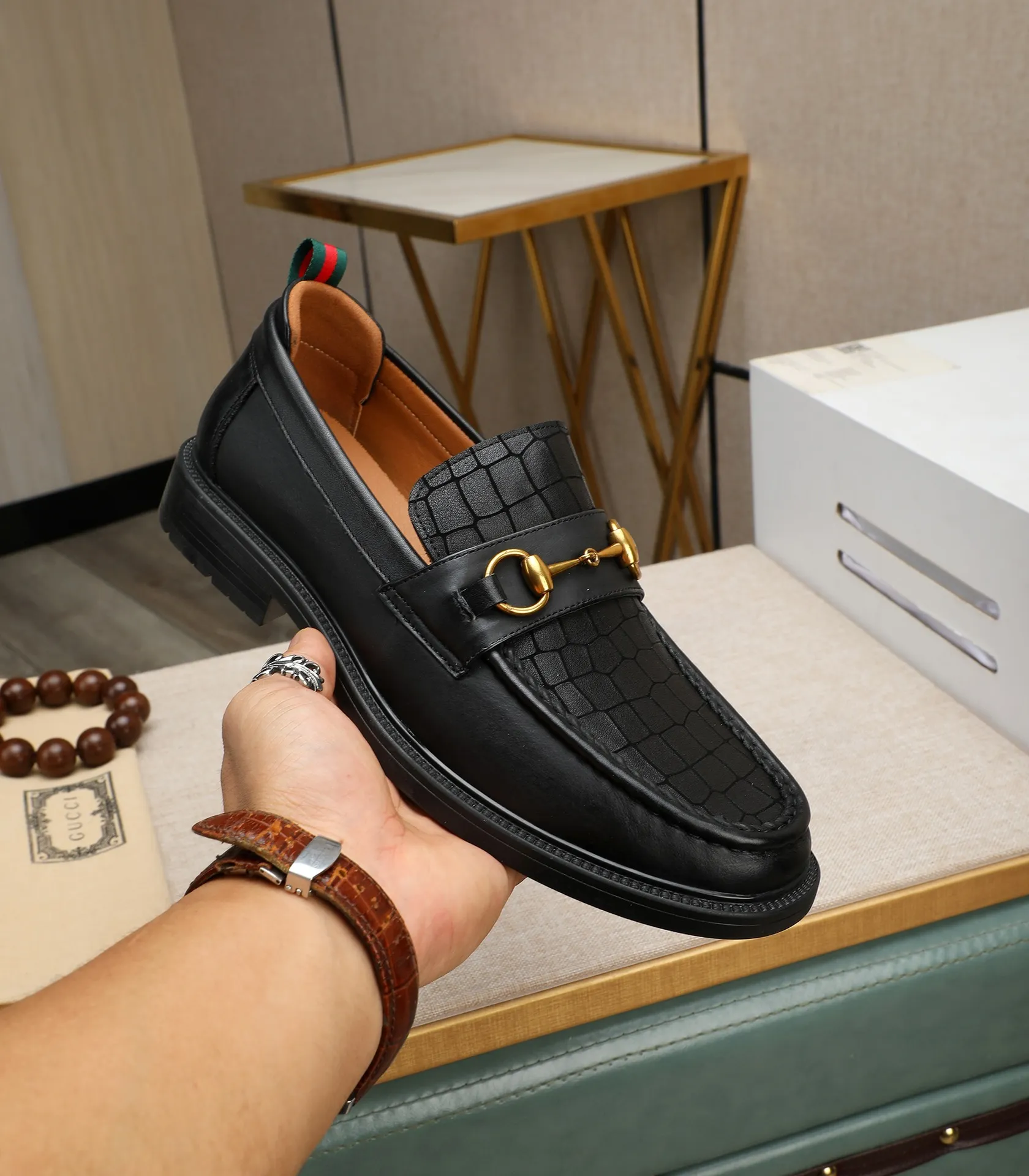 Men's men's shoes💰500📛📛Original (water-dyed cow lining) Gucci GUCCI official website formal shoes🌀 Italian🇮🇹imported cowhide➕top imported water-dyed cowhide lining💋Finely handmade original bottom, the real thing looks better when photographed in person Standard size 38-44